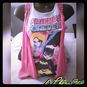 Graphic design tank and cardigan